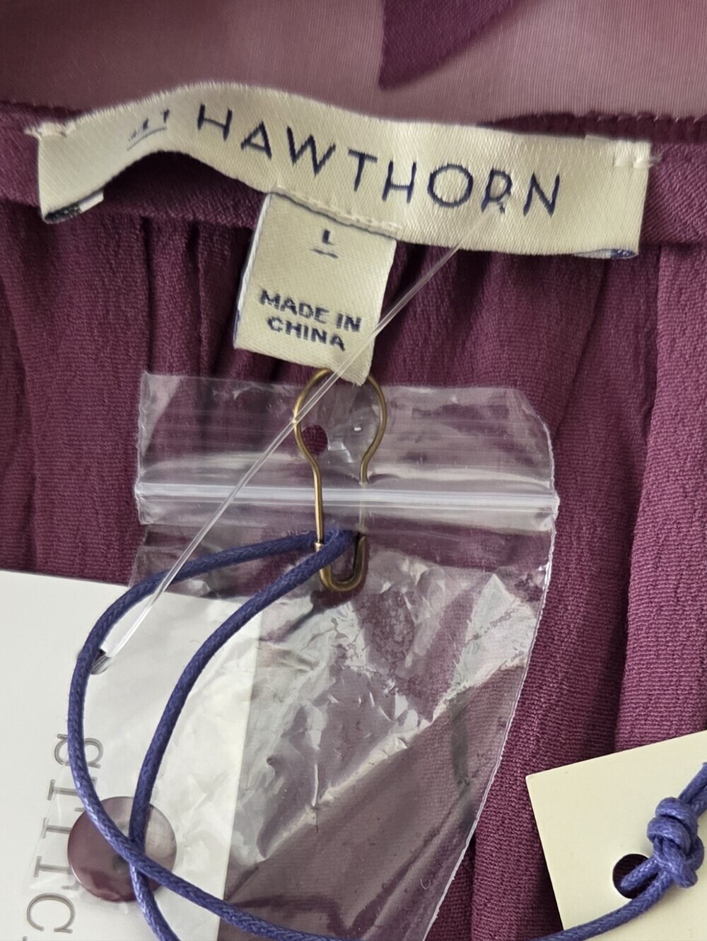 NWT 41 Hawthorne Sleeveless Sheer Blouse Large- Plum Button Up - Picture 6 of 8